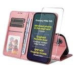 For Samsung Galaxy M56 ENKAY Card Wallet Calf Texture Leather Phone Case with Screen Film(Pink)