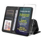 For Samsung Galaxy M56 ENKAY Card Wallet Calf Texture Leather Phone Case with Screen Film(Black)