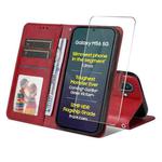 For Samsung Galaxy M56 ENKAY Card Wallet Calf Texture Leather Phone Case with Screen Film(Red)
