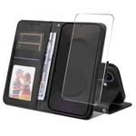 For Samsung Galaxy S25 FE 5G ENKAY Card Wallet Calf Texture Leather Phone Case with Screen Film(Black)