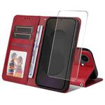 For Samsung Galaxy S25 FE 5G ENKAY Card Wallet Calf Texture Leather Phone Case with Screen Film(Red)