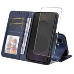 For Samsung Galaxy S25 FE 5G ENKAY Card Wallet Calf Texture Leather Phone Case with Screen Film(Blue)