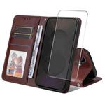 For Samsung Galaxy S25 FE 5G ENKAY Card Wallet Calf Texture Leather Phone Case with Screen Film(Brown)