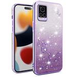 For vivo S7 Gradient Glitter Flower All-inclusive Phone Case(Purple)