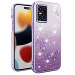 For vivo S10 Gradient Glitter Flower All-inclusive Phone Case(Purple)