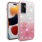 For vivo S10e Gradient Glitter Flower All-inclusive Phone Case(Pink)