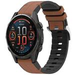 For Garmin Fenix 8 AMOLED 47mm Quick Release Buckle 22mm Silicone Leather Watch Band(Brown)