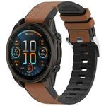 For Garmin Fenix 8 AMOLED 43mm Quick Release Buckle 20mm Silicone Leather Watch Band(Brown)