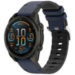 For Garmin  Fenix 8 AMOLED 51mm Quick Release Buckle 26mm Silicone Leather Watch Band(Dark Blue)