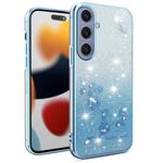 For Samsung Galaxy S25+ 5G Gradient Glitter Flower All-inclusive Phone Case(Blue)