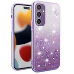 For Samsung Galaxy S24+ 5G Gradient Glitter Flower All-inclusive Phone Case(Purple)