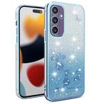 For Samsung Galaxy S24+ 5G Gradient Glitter Flower All-inclusive Phone Case(Blue)