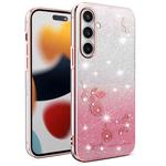 For Samsung Galaxy S24 FE 5G Gradient Glitter Flower All-inclusive Phone Case(Pink)