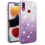 For Samsung Galaxy A10s Gradient Glitter Flower All-inclusive Phone Case(Purple)