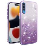 For Samsung Galaxy A50 Gradient Glitter Flower All-inclusive Phone Case(Purple)