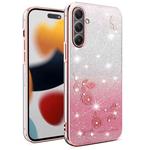 For Samsung Galaxy A35 Gradient Glitter Flower All-inclusive Phone Case(Pink)