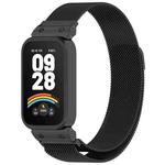 For Xiaomi Smart Band 9 Active / Redmi Band 3 Metal Frame Watch Case Integrated Milan Magnetic Watch Band(Black)