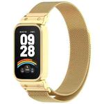 For Xiaomi Smart Band 9 Active / Redmi Band 3 Metal Frame Watch Case Integrated Milan Magnetic Watch Band(Gold)