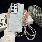 For Samsung Galaxy S23 Ultra 5G Little Fresh Bow Neck Chain TPU Phone Case(Pink)