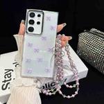 For Samsung Galaxy S23 Ultra 5G Little Fresh Bow Neck Chain TPU Phone Case(Purple)
