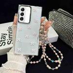 For Samsung Galaxy S22+ 5G Little Fresh Bow Neck Chain TPU Phone Case(Pink)