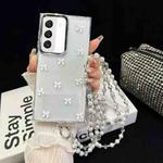 For Samsung Galaxy S22+ 5G Little Fresh Bow Neck Chain TPU Phone Case(White)