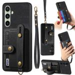 For Samsung Galaxy A56 5G Retro Cross Wristband Wallet Leather Back Phone Case(Black)