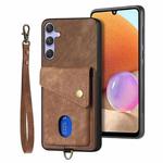 For Samsung Galaxy S25+ 5G Retro Card Wallet Fold Leather Phone Case with Strap(Brown)
