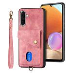 For Samsung Galaxy A36 Retro Card Wallet Fold Leather Phone Case with Strap(Pink)
