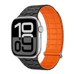 For Apple Watch 46mm / 49mm / 45mm / 44mm AW-AP  Dual Color Magnetic Silicone Watch Band(Black Orange)