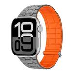 For Apple Watch 46mm / 49mm / 45mm / 44mm AW-AP  Dual Color Magnetic Silicone Watch Band(Gray Orange)