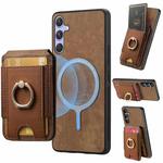 For Samsung Galaxy S24 5G Retro Splitable Magnetic Stand Card Bag Leather Phone Case(Brown)