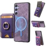 For Samsung Galaxy A24 Retro Splitable Magnetic Stand Card Bag Leather Phone Case(Purple)