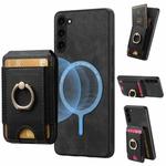 For Samsung Galaxy S23+ 5G Retro Splitable Magnetic Stand Card Bag Leather Phone Case(Black)