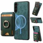 For Samsung Galaxy S23 5G Retro Splitable Magnetic Stand Card Bag Leather Phone Case(Green)