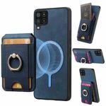 For Samsung Galaxy A12 5G Retro Splitable Magnetic Stand Card Bag Leather Phone Case(Blue)