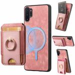 For Samsung Galaxy Note10+ Retro Splitable Magnetic Stand Card Bag Leather Phone Case(Pink)