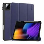 For Xiaomi Pad 7 / 7 Pro 11.2 ENKAY Tri-fold Custer Texture TPU Leather Smart Tablet Case with Pen Slot(Dark Blue)