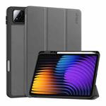 For Xiaomi Pad 7 / 7 Pro 11.2 ENKAY Tri-fold Custer Texture TPU Leather Smart Tablet Case with Pen Slot(Grey)