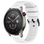 For Amazfit Watch 22mm Vertical Pattern Black Buckle Silicone Watch Band(White)