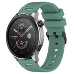 For Amazfit Watch 22mm Vertical Pattern Black Buckle Silicone Watch Band(Olive Green)