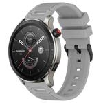 For Amazfit Watch 22mm Vertical Pattern Black Buckle Silicone Watch Band(Grey)