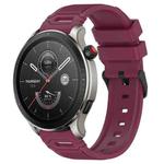 For Amazfit Watch 22mm Vertical Pattern Black Buckle Silicone Watch Band(Wine Red)