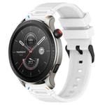 For Amazfit Watch 22mm Vertical Pattern Black Buckle Silicone Watch Band(Two Color+White)