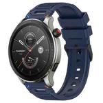 For Amazfit Watch 22mm Vertical Pattern Black Buckle Silicone Watch Band(Two Color+Midnight Blue)