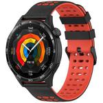 For Huawei Watch 22mm Three Rows Hole Two Color Silicone Watch Band(Black+Red)