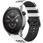 For Amazfit Watch 22mm Three Rows Hole Two Color Silicone Watch Band(White+Black)