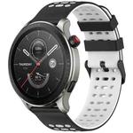 For Amazfit Watch 22mm Three Rows Hole Two Color Silicone Watch Band(Black+White)