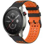 For Amazfit Watch 22mm Three Rows Hole Two Color Silicone Watch Band(Black+Orange)