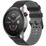 For Amazfit Watch 22mm Three Rows Hole Two Color Silicone Watch Band(Black+Grey)